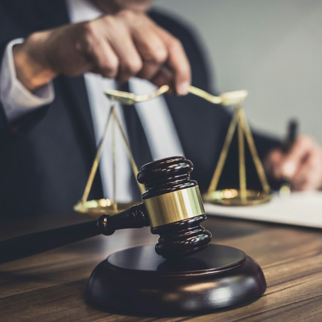 Judge gavel with Justice lawyers